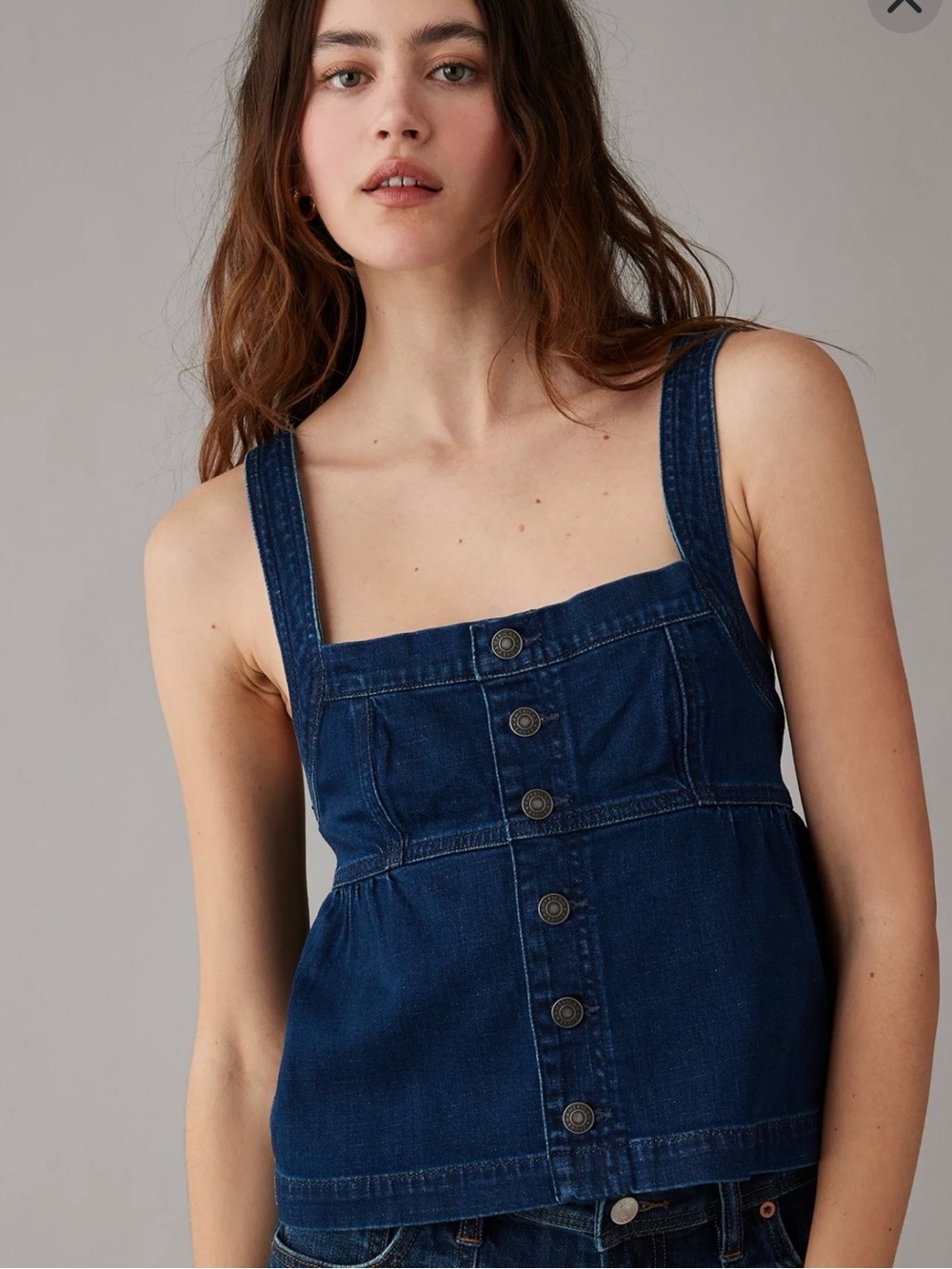 AE Sleeveless Denim Babydoll Top